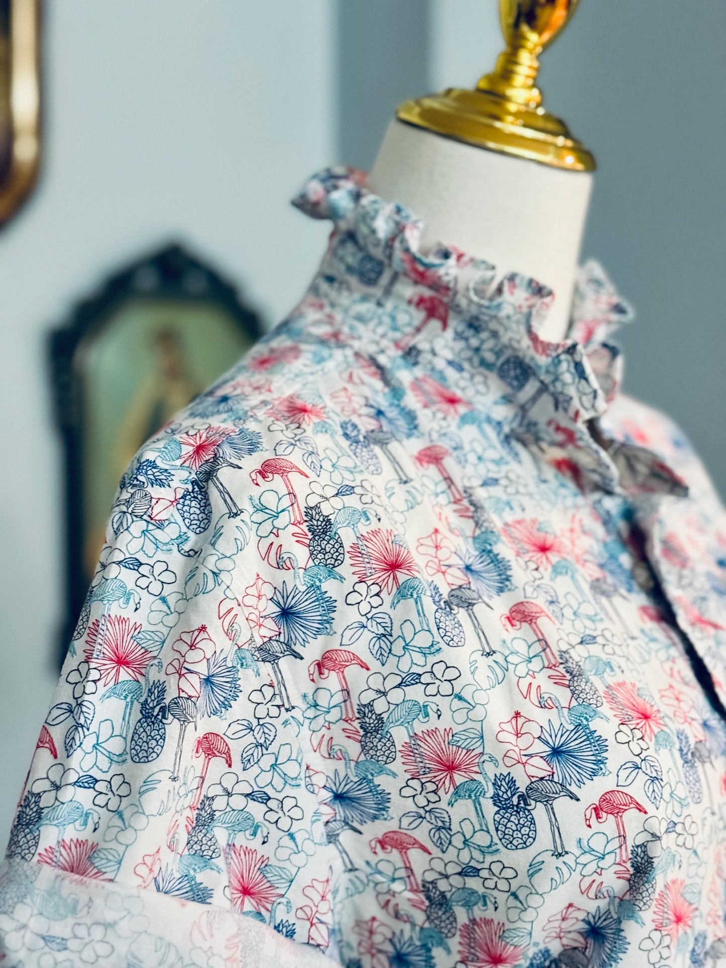 Ruffle Collar Short Sleeve Button Down, Elegant yet Effortless for a Office or Casual Look