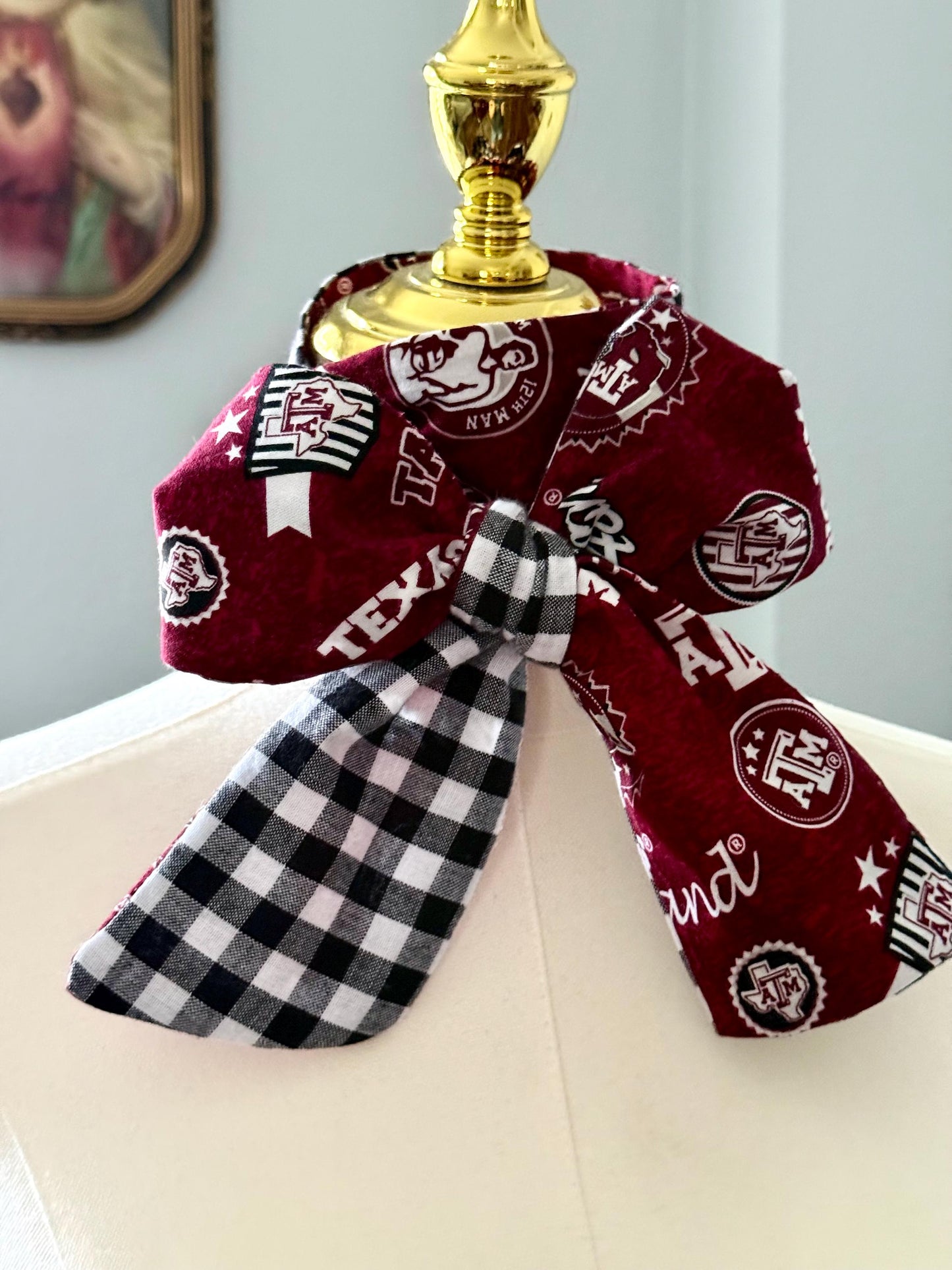 Handmade Texas AM Skinny Scarf – 100% Cotton, Maroon & White Spirit Wear