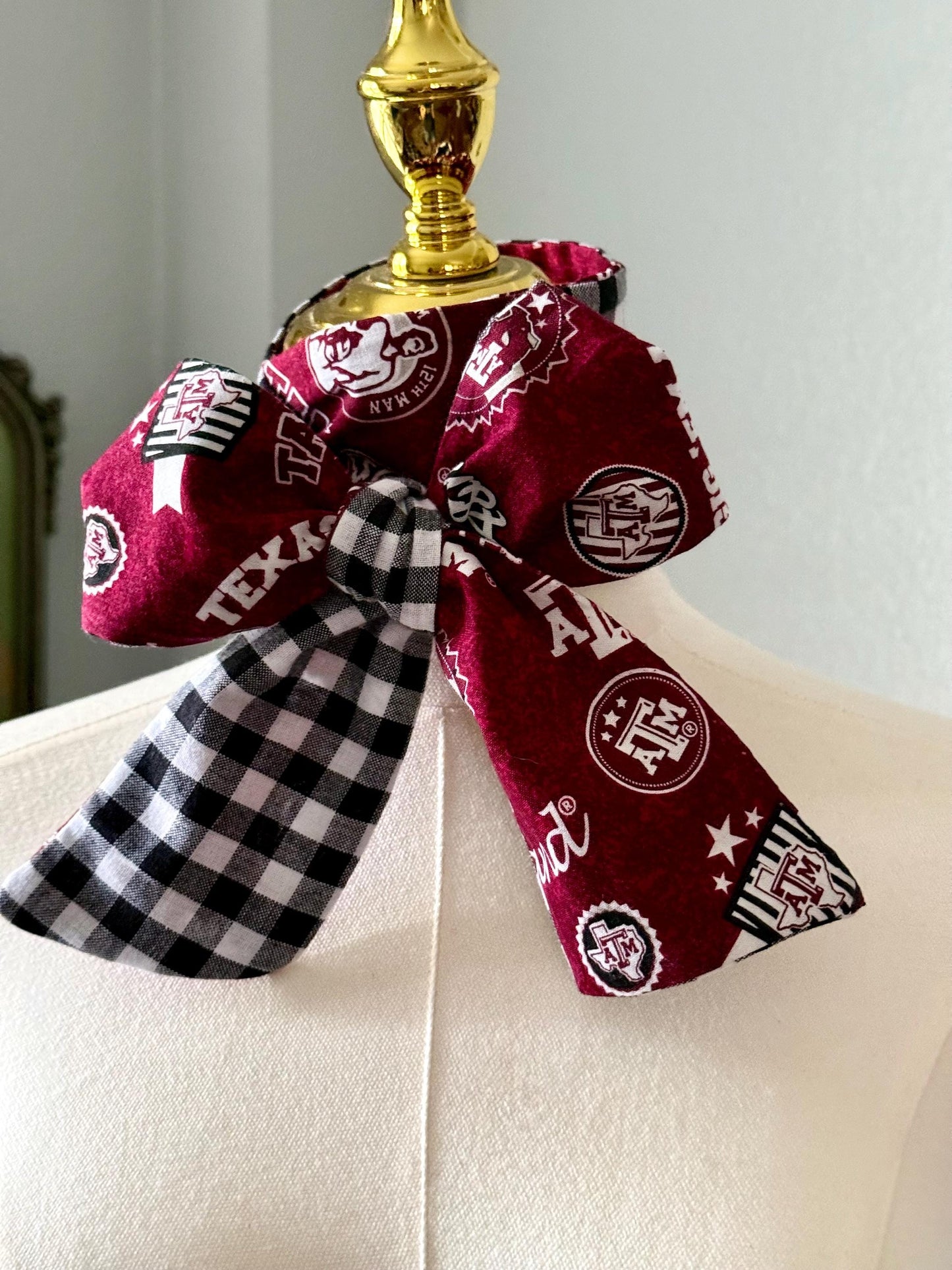 Handmade Texas AM Skinny Scarf – 100% Cotton, Maroon & White Spirit Wear