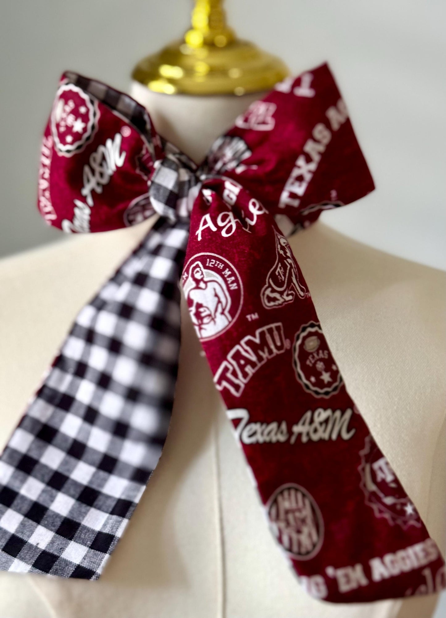 Handmade Texas AM Skinny Scarf – 100% Cotton, Maroon & White Spirit Wear