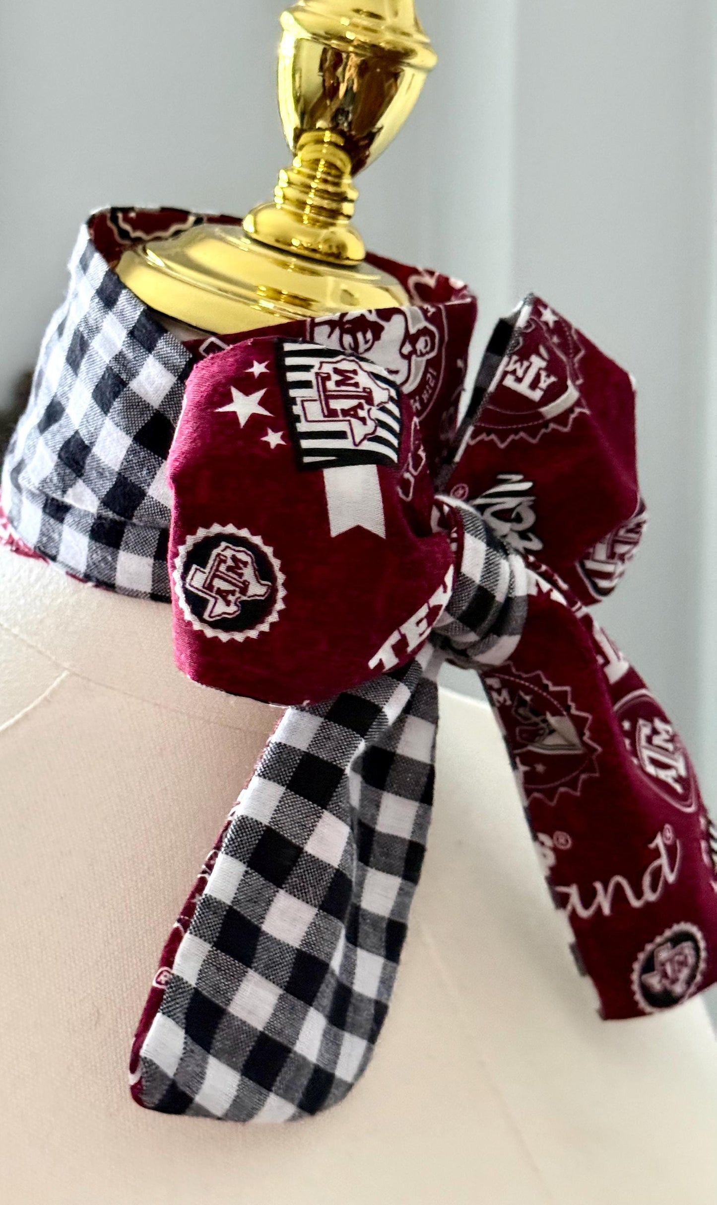 Handmade Texas AM Skinny Scarf – 100% Cotton, Maroon & White Spirit Wear