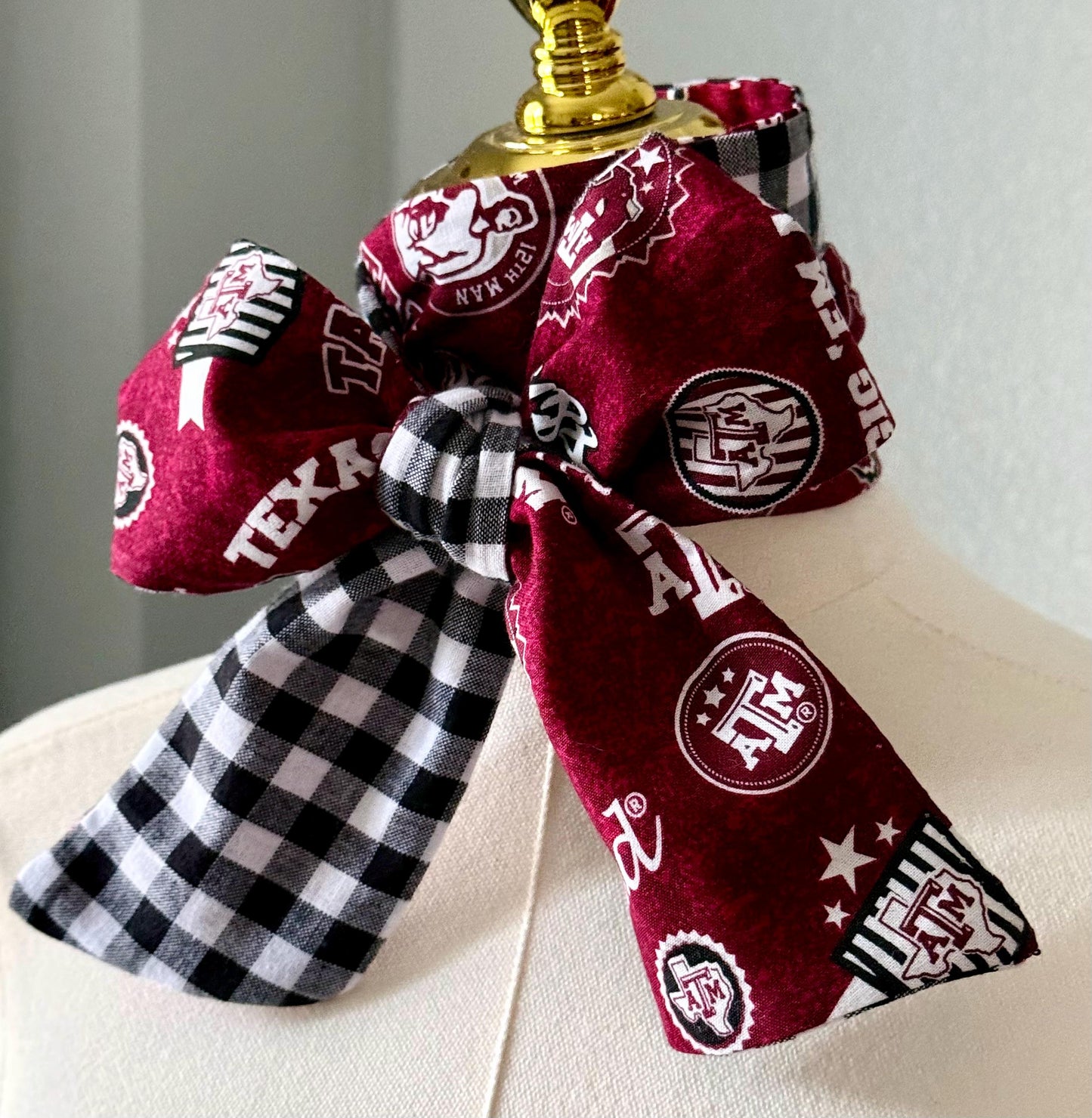Handmade Texas AM Skinny Scarf – 100% Cotton, Maroon & White Spirit Wear