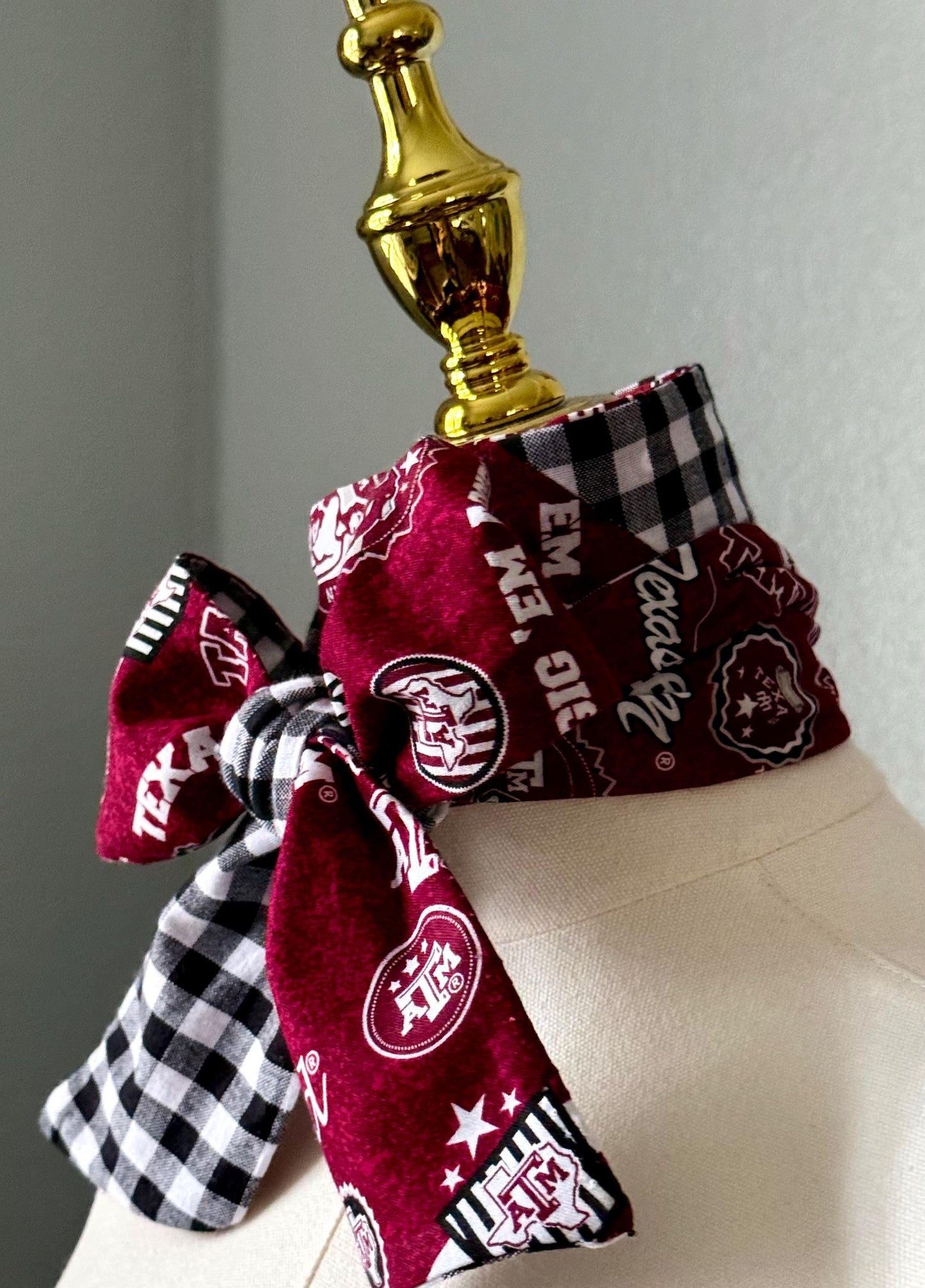 Handmade Texas AM Skinny Scarf – 100% Cotton, Maroon & White Spirit Wear