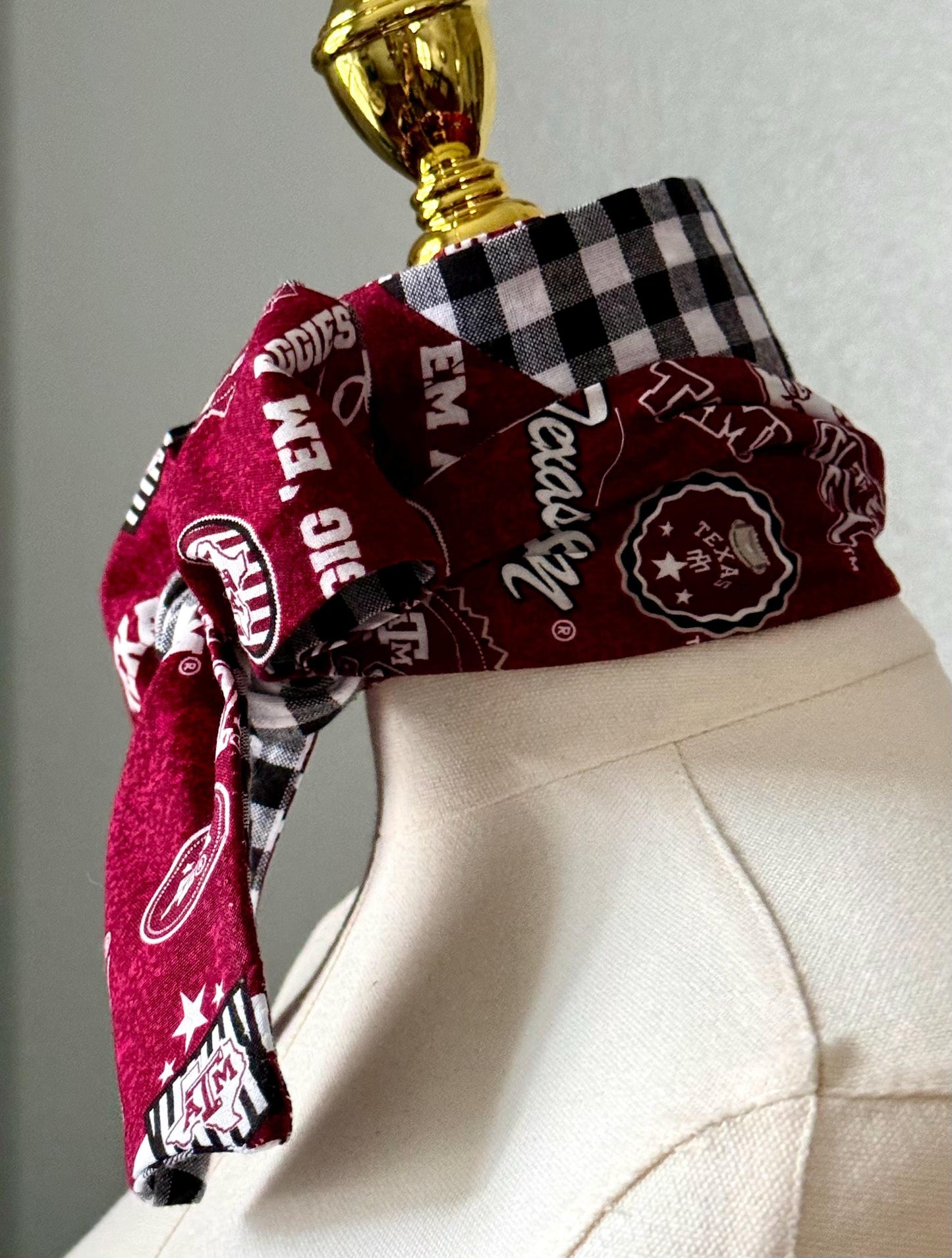 Handmade Texas AM Skinny Scarf – 100% Cotton, Maroon & White Spirit Wear