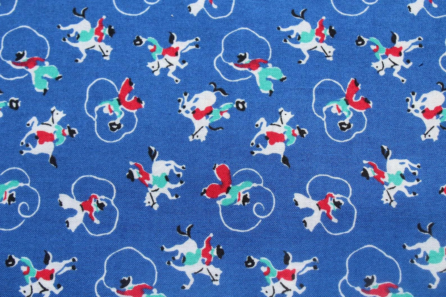 Handmade Western Scarf, Tiny Bronc Buster and Roper Print, Upcycled Denim Stars