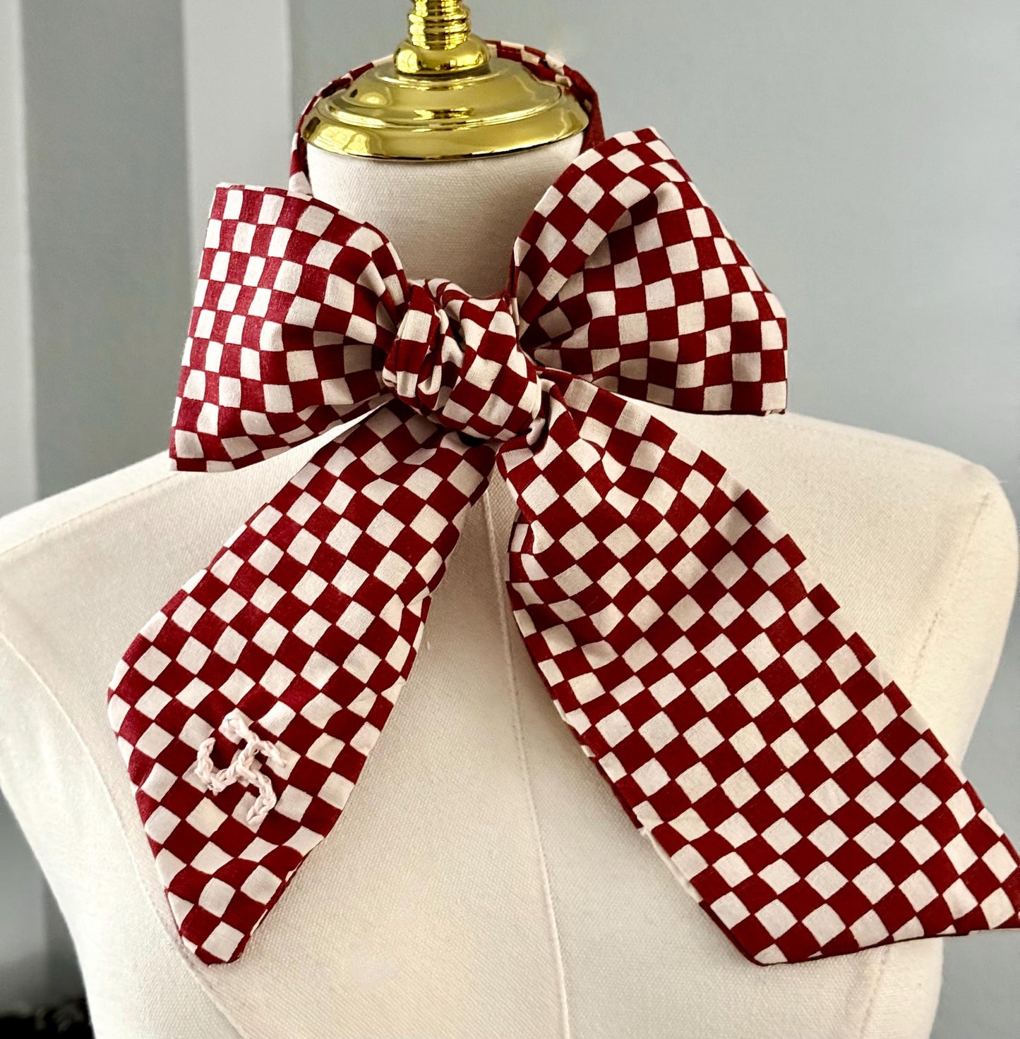 Red Western Cowboy Skinny Scarf, 100% Cotton Cowgirl Neck Scarf