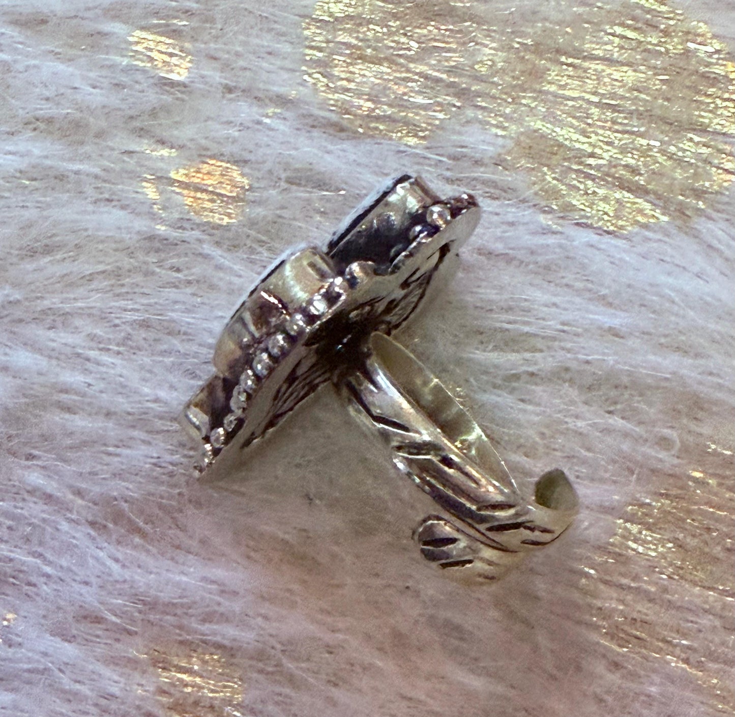 Tibetan Silver Adjustable Mini Cactus, Carved Buffalo Bone