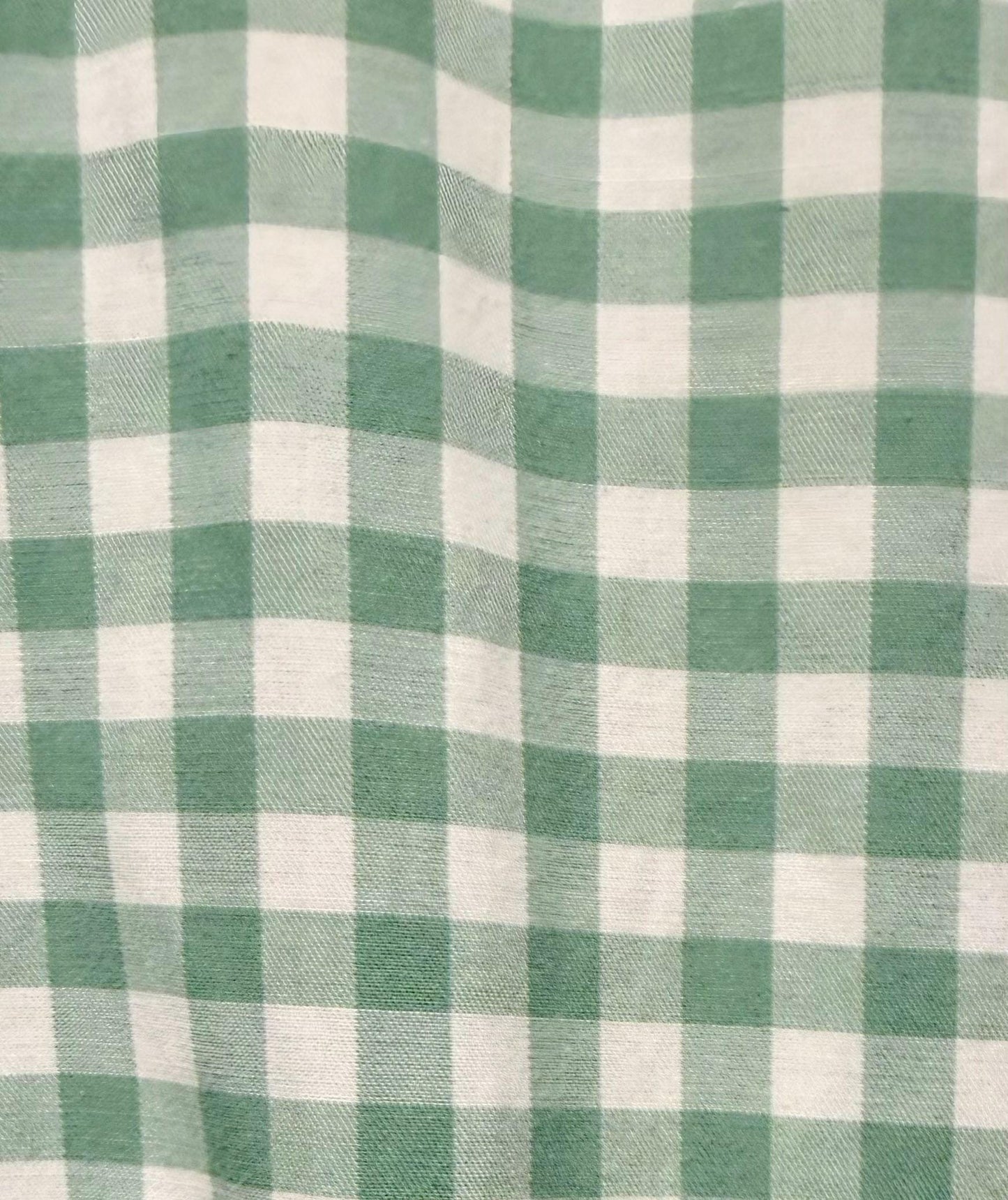 Ladies Sage Green Gingham Ruffle Collar Top | Reworked Handmade Shirt