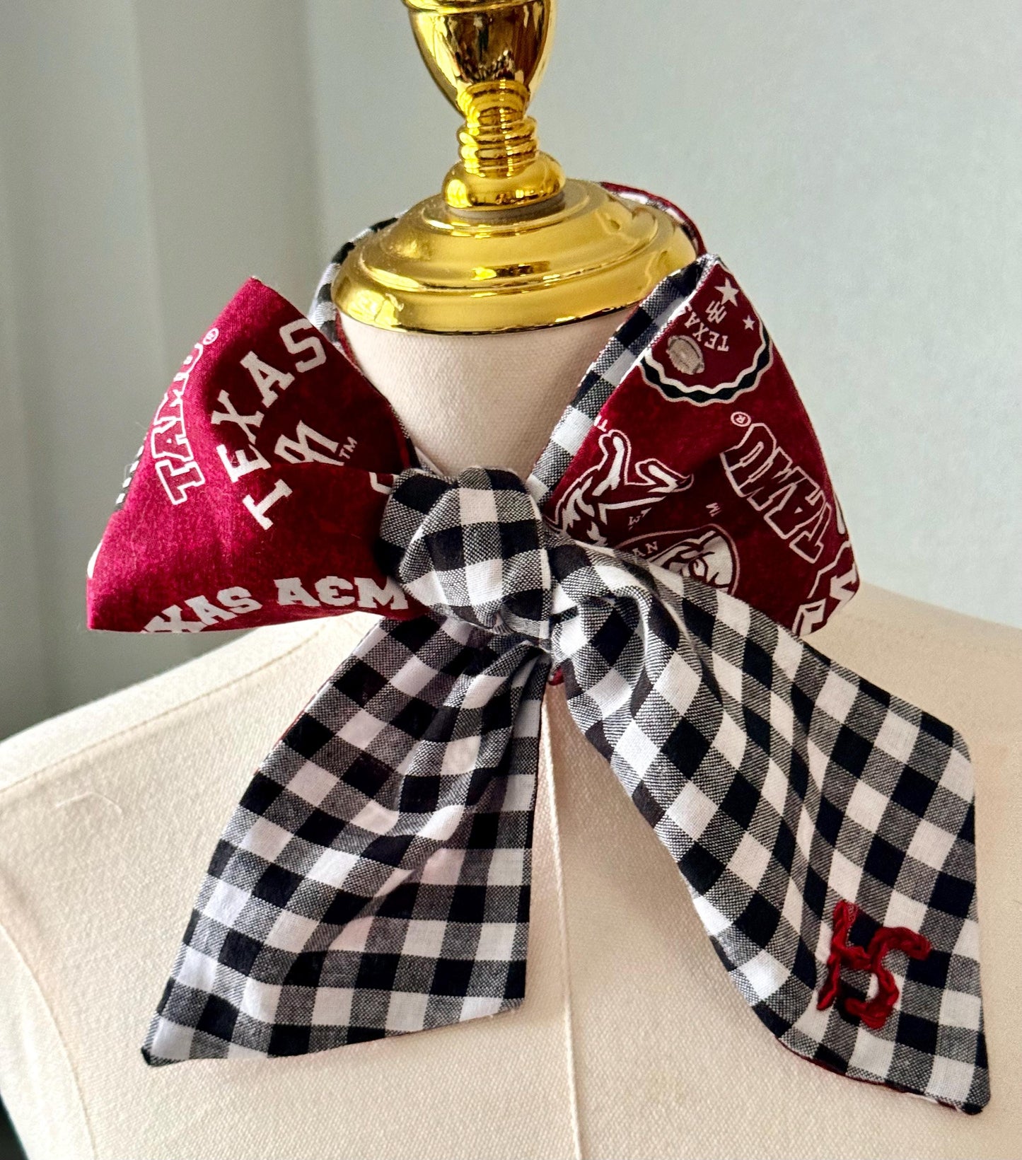 Handmade Texas AM Skinny Scarf – 100% Cotton, Maroon & White Spirit Wear