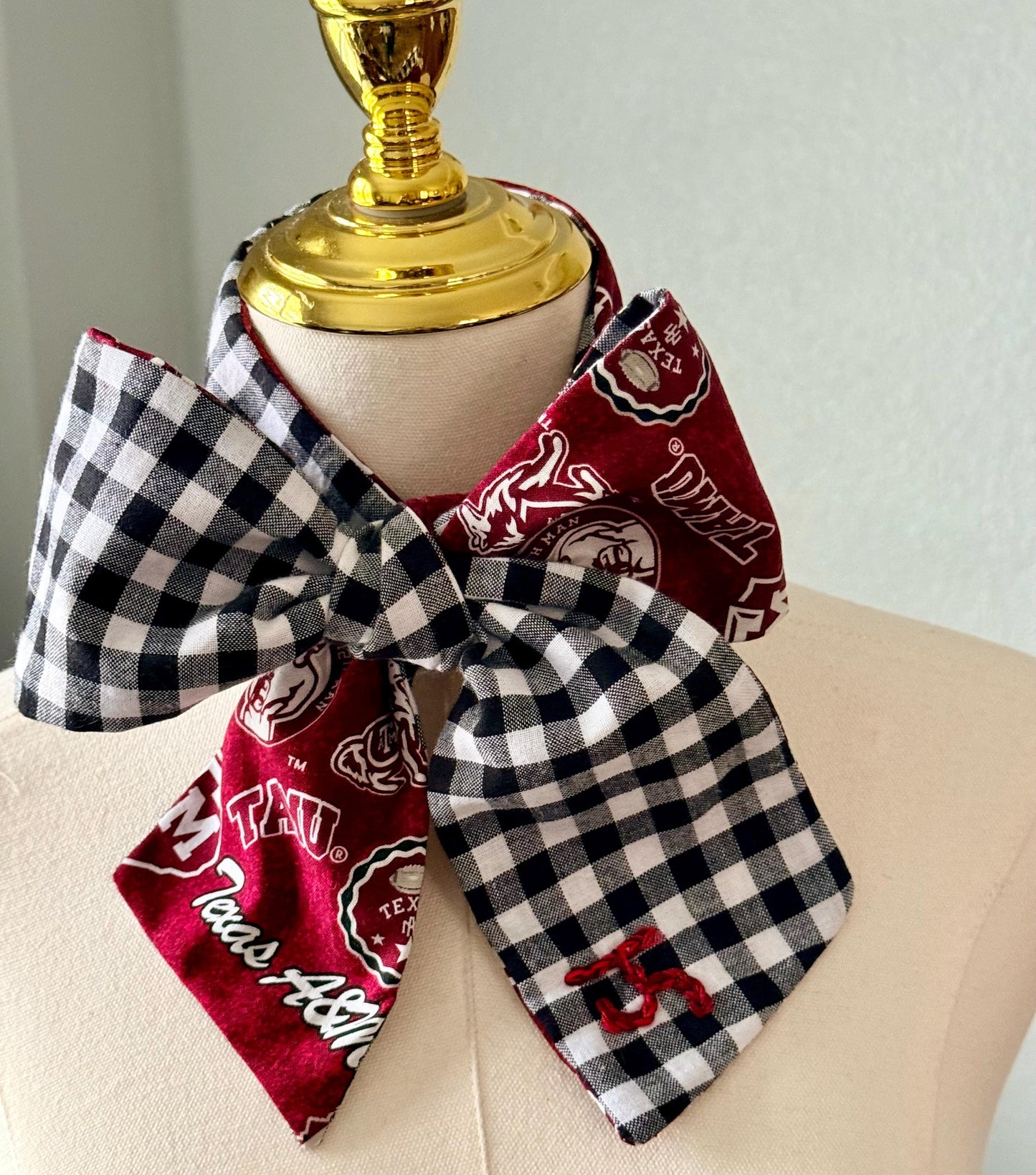 Handmade Texas AM Skinny Scarf – 100% Cotton, Maroon & White Spirit Wear