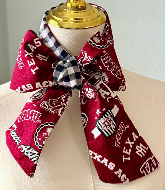 Handmade Texas AM Skinny Scarf – 100% Cotton, Maroon & White Spirit Wear