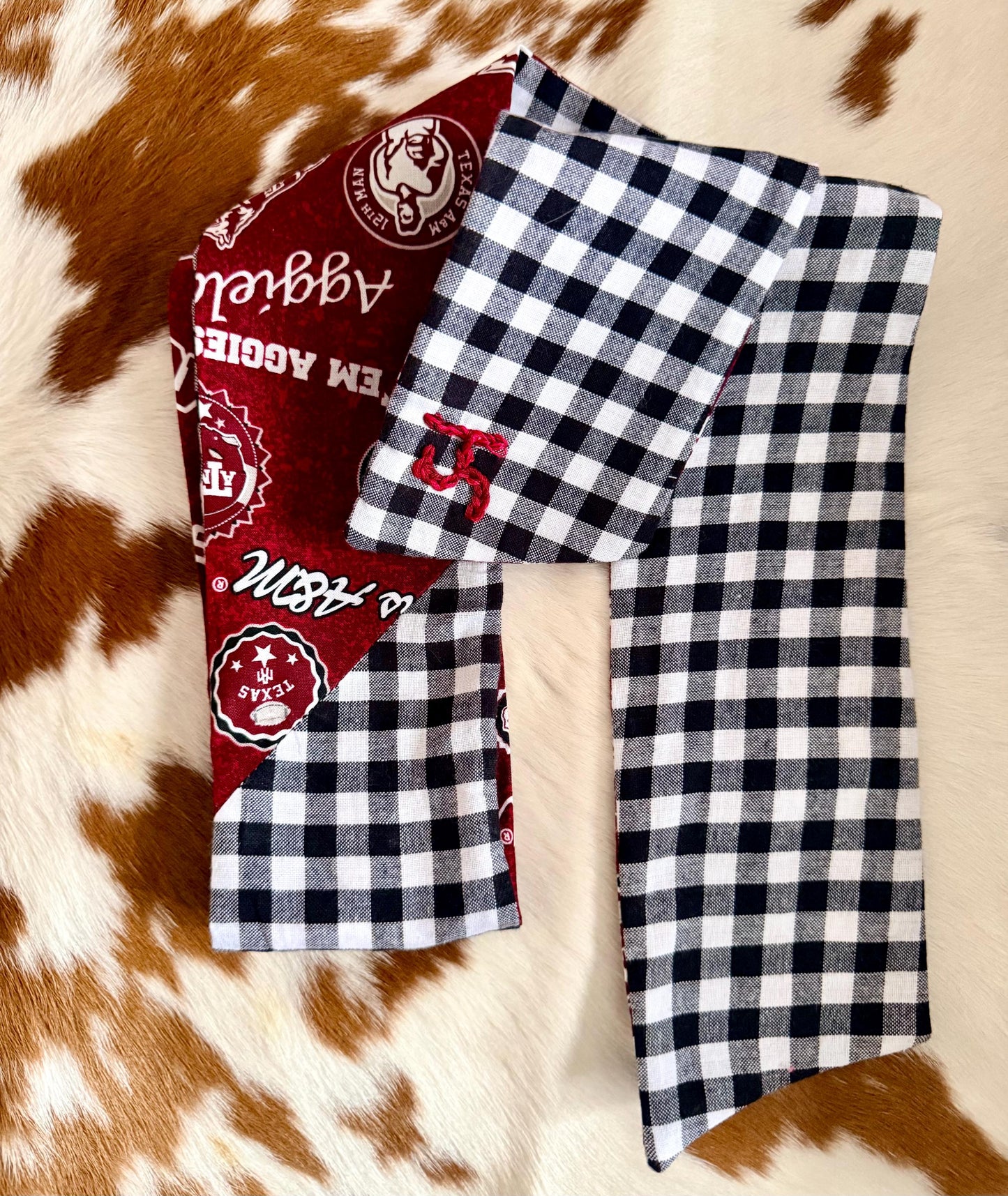 Handmade Texas AM Skinny Scarf – 100% Cotton, Maroon & White Spirit Wear
