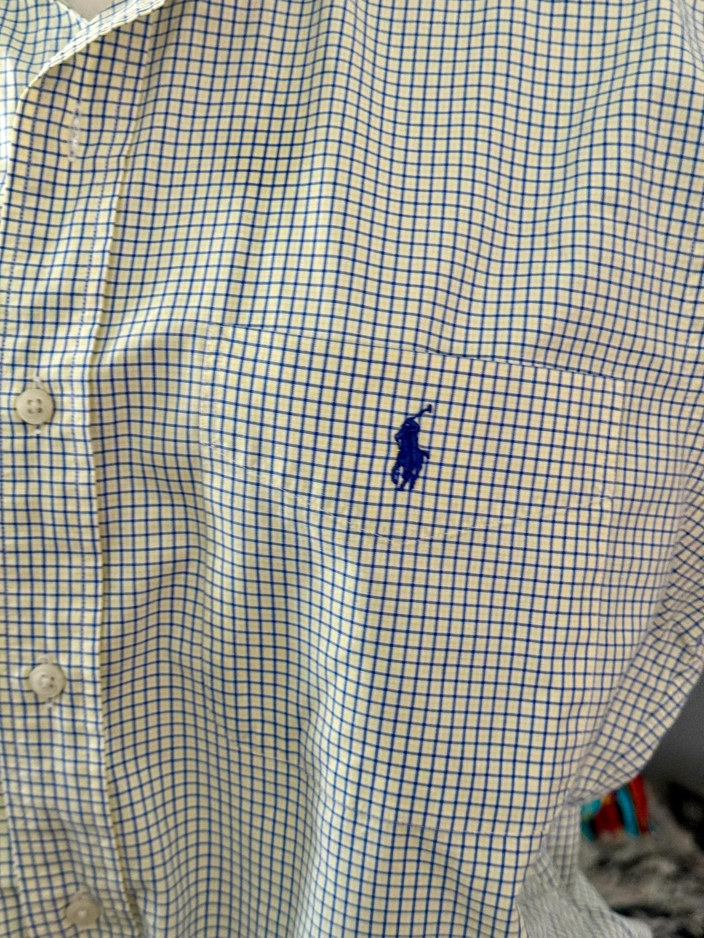 Yellow and Blue Plaid Ralph Lauren: Reworked Ruffle Collar Classic Fit Top