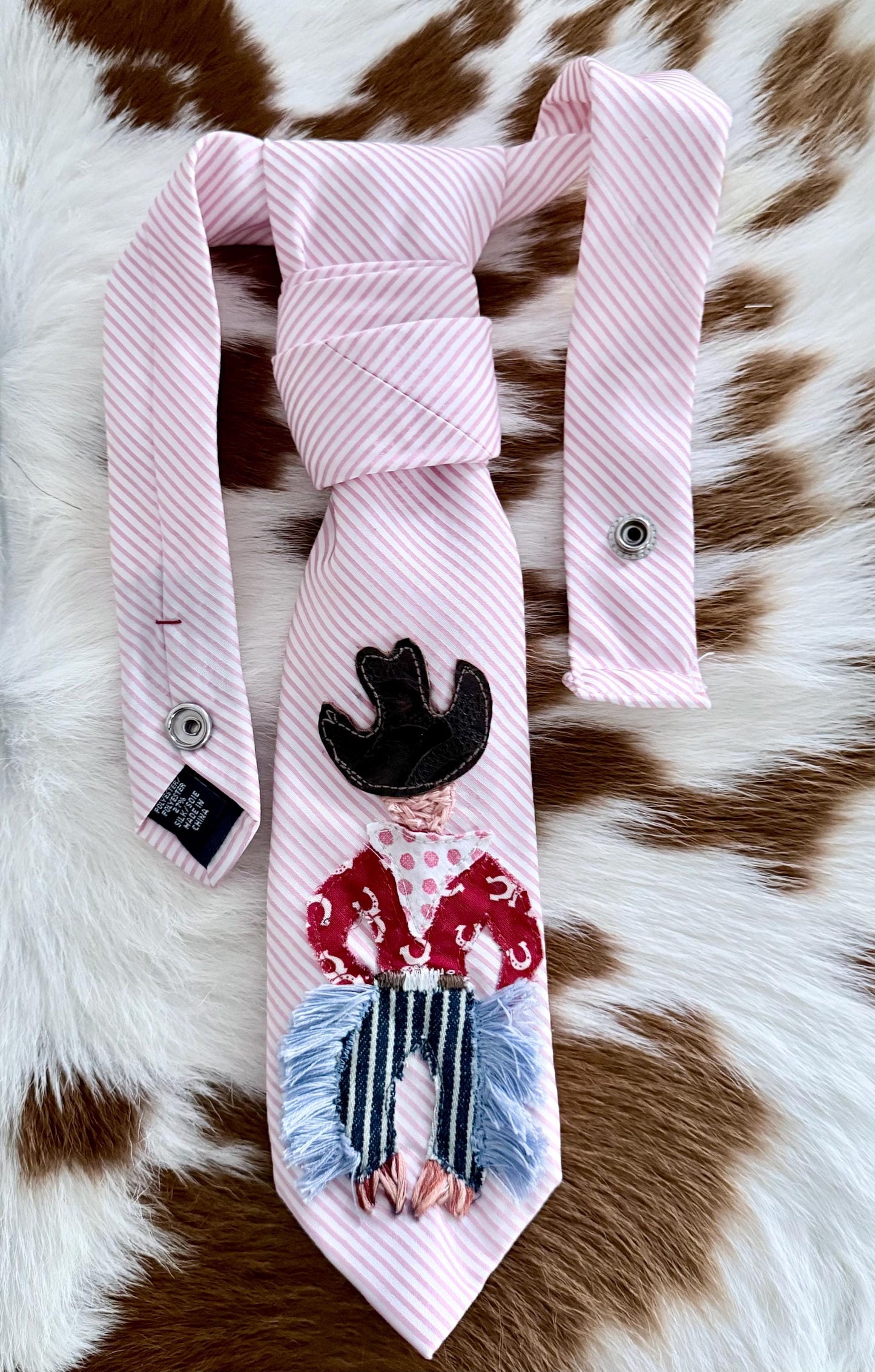 Handmade Rodeo Cowboy,  handmade appliqué, snap on adjustable