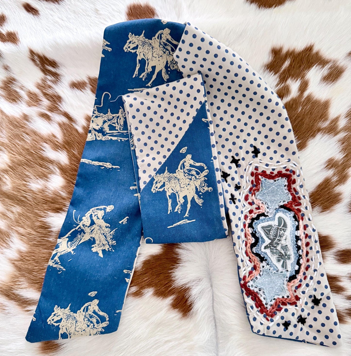 Handmade Retro Western Scarf, Western CowGIRL Appliqué Embroidery