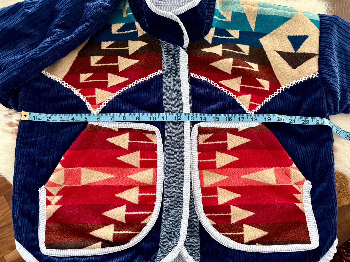 One-of-a-Kind Western Jacket | Cotton, Leather, Cowhide Appliqué, Pendleton Wool Lining